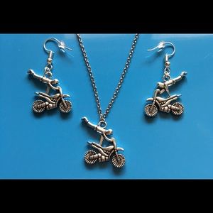 Motocross Necklace & Earrings